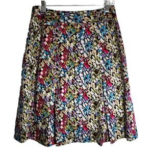 LIZ Claiborne 100% Silk Skirt Multi Colored pattern Size 8
